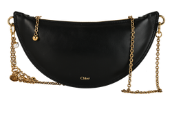 Mini Half Moon Crossbody, Leather, Black, DB, 4*
